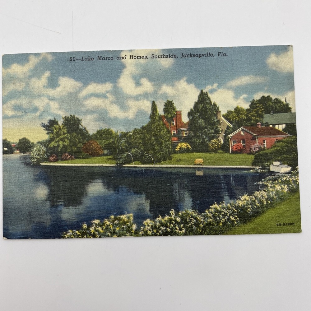 Vtg Jacksonville Florida‎ Postcard Posted 1951 Linen Lake Marco Homes Southside
